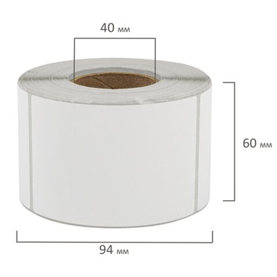Этикетка ТермоЭко (58х90 мм), 500 этикеток в ролике, прозрачная подложка из пленки, светостойкость до 2 месяцев, 114507, 54246