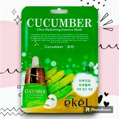 [EKEL] Маска тканевая с экстрактом огурца, CUCUMBER Ultra Hydrating Essence Mask 25 мл