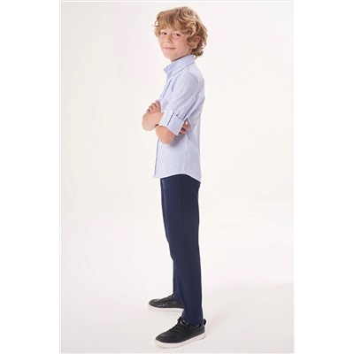 Детская рубашка стандартного кроя с длинными рукавами для мальчиков, синяя GM23Y231161_D35