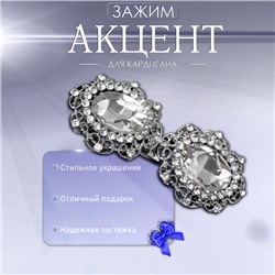 Зажим для кардигана «Акцент», цвет белый в серебре