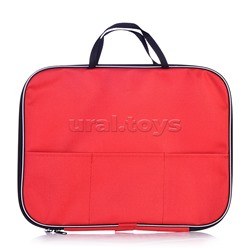 Папка менеджера с внешним карманом A4 (35x27x2 см) текстильная, на молнии с трех сторон, с текстильными ручками увеличенной длины 24 см, с внешним карманом, красная