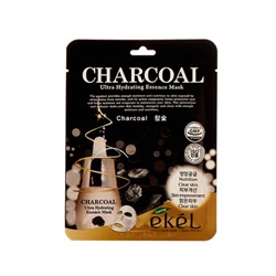 EKEL Charcoal Ultra Hydrating Essence Mask Тканевая маска для лица c экстрактом древесного угля 25г