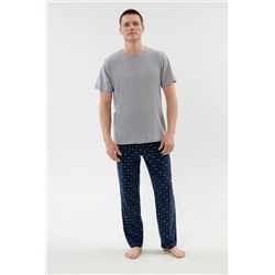 Пижама мужская из футболки с коротким рукавом и брюк из кулирки Генри синий