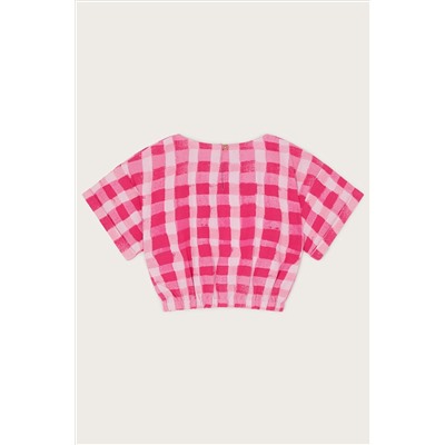 Monsoon Pink Check Crop Top