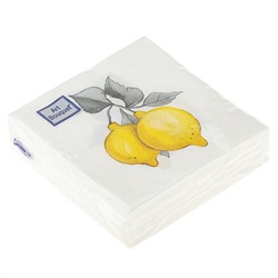 Салфетки бумажные "Art Bouquet" 20х20см, 2-х слойные, 30 штук в упаковке, 100% целлюлоза, "Лимончики" (Россия)