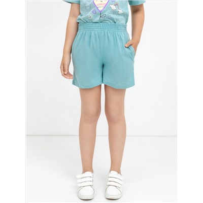 Хлопковые шорты мини в мятном цвете для девочек