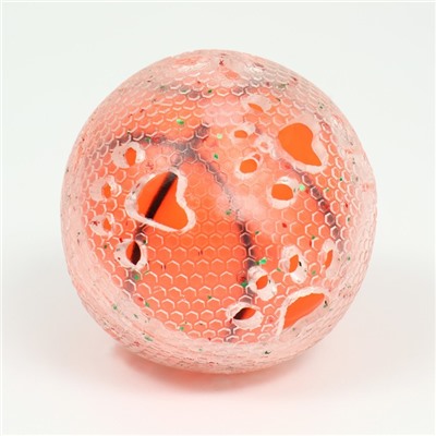 Игрушка для собак "Мяч баскетбол-лапки 2 в 1", TPR+винил, 7,5 см, прозрачная/оранжевая