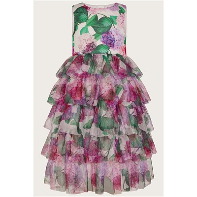 Monsoon Pink Hydrangea Scuba Ruffle Dress