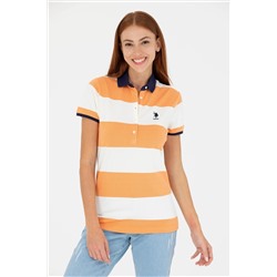 Женская оранжевая футболка с воротником-поло Неожиданная скидка в корзине