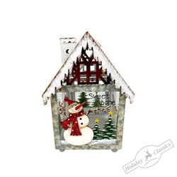 Фонарь-домик рождественский винтаж "Милый дом" (металл/стекло) 14х13,7х21,5 см