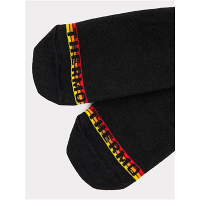 Детские носки "термо" черного цвета с желтой и красной полосками