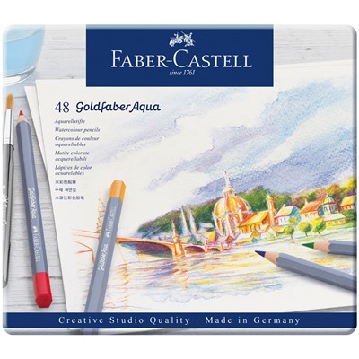 Карандаши акварельные художественные Faber-Castell "Goldfaber Aqua", 48цв., метал. коробка