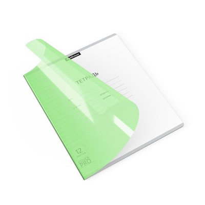 Тетрадь 12 листов в линейку ErichKrause Классика CoverPrо Neon, пластиковая обложка, блок офсет, белизна 100%, зелёная