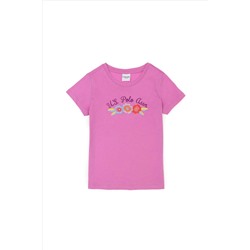 Фиолетовая футболка с круглым вырезом для девочек Неожиданная скидка в корзине