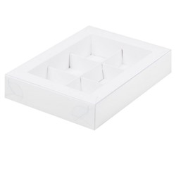 Коробка для конфет на 6 шт Белая с пластиковой крышкой 155х115х30 мм