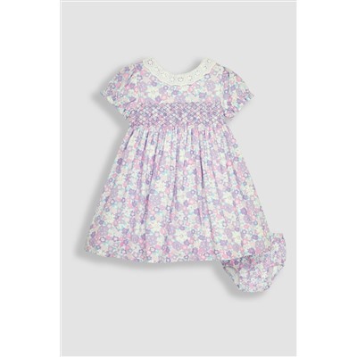 JoJo Maman Bébé Hedgerow Floral Broderie Collar Party Dress