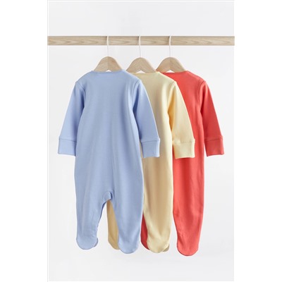 3 Pack Cotton Baby Sleepsuits (0-2yrs)