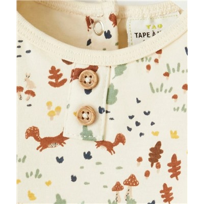 T-SHIRT BODY 2 EN 1 BÉBÉ EN COTON BIOLOGIQUE IMPRIMÉ FORÊT