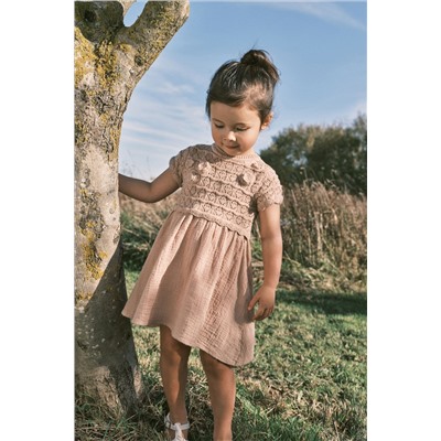 Neutral Crochet Flower Dress (3mths-7yrs)