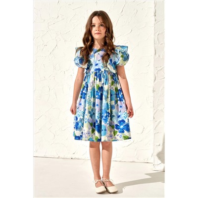 Angel & Rocket Celia Blue Floral Print Puff Sleeve Dress