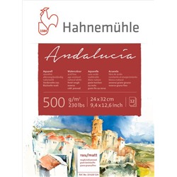 Hahnemuhle Альбом-склейка для акварели "Andalucia", 500г/м2, 24х32 см, 12 л, целлюлоза 100%, крупное зерно - лицо, гладкая - оборот