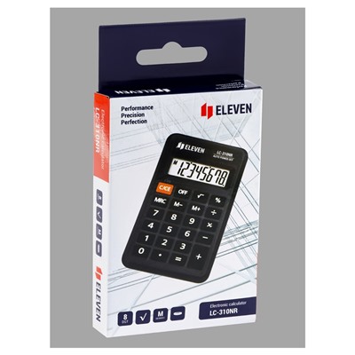 Калькулятор карманный ELEVEN LC-310NR, черный, 8-разрядный, 69*114*14мм
