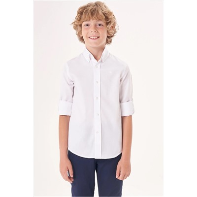 Детская рубашка стандартного кроя с длинными рукавами для мальчика, белая GM23Y231162_D01