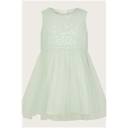 Monsoon Baby Green Priscilla Sequin Ruffle Dress