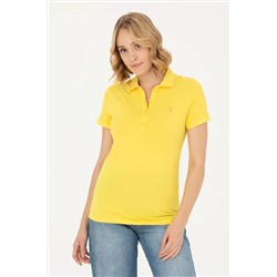 Женская желтая базовая футболка с воротником-поло Неожиданная скидка в корзине