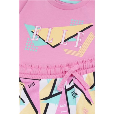 Elle Junior Girls Pink Geo T-Shirt and Shorts Set