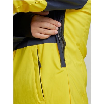 Горнолыжный костюм женский зимний желтого цвета 03307J