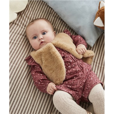 GILET SANS MANCHES BÉBÉ FILLE EN FAUSSE FOURRURE BEIGE