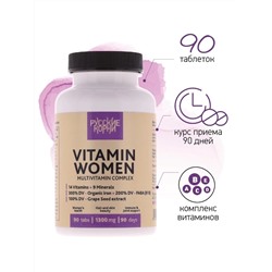 Комплекс витаминов для женщин Vitamin Women. 14 витаминов, 9 минералов, 90 табл. по 1300 мг