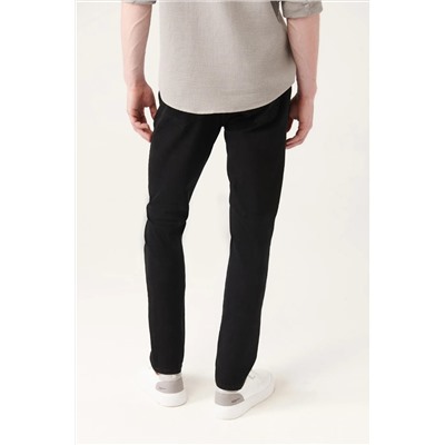 Мужские черные однотонные потертые гибкие узкие джинсовые брюки узкого кроя A31y3503