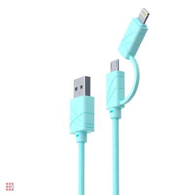 Кабель для зарядки 2 в 1, iP/Micro USB, 1 м, 2А, 5 цветов