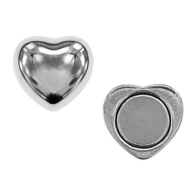 ZP002-05 Зажим для платка Сердце на магнитах, 15х15мм, цвет серебряный