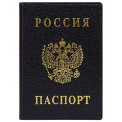 Обложка для паспорта ПВХ с тиснением черная 2203.В-107 ДПС