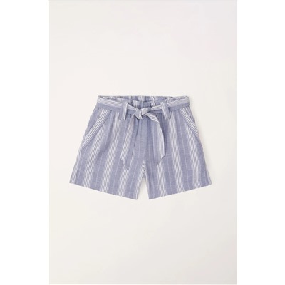 Abercrombie & Fitch Blue Pinstripe Tie Waist Shorts