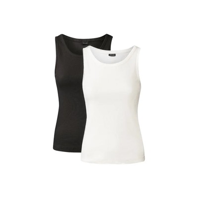 esmara® Damen Tops, 2 Stück, in anschmiegsamer Ripp-Qualität