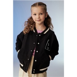 Black Varsity Denim Bomber Jacket (3-16yrs)