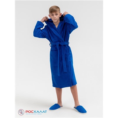 Подростковый махровый халат с капюшоном синий МЗ-18 (89)