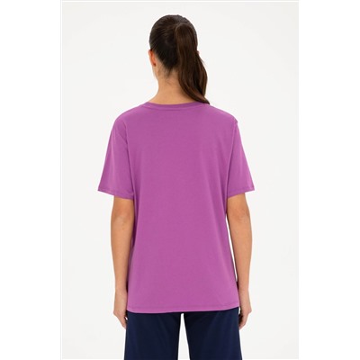 Женская фиолетовая базовая футболка с круглым вырезом Неожиданная скидка в корзине