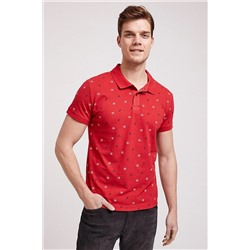 Мужская футболка с воротником-поло пике с принтом Anchors красная 202 LCM 242043