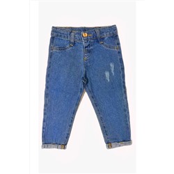 Детские джинсовые брюки с эластичной резинкой и потертостями Y2404