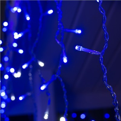 Гирлянда «Бахрома» 3 × 0.6 м, IP44, УМС, прозрачная нить, 160 LED, свечение синее, мерцание белым, 220 В
