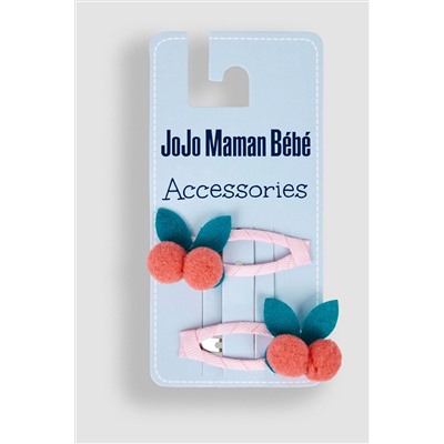 JoJo Maman Bébé 2-Pack Cherry Pom Pom Clips