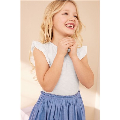 Blue/White Embroidered Skirt Dress (3-12yrs)