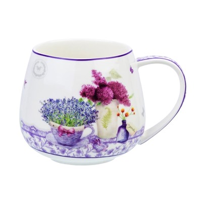 Кружка 450 мл 13*10*8,5 см "Лаванда" бочонок, NEW BONE CHINA