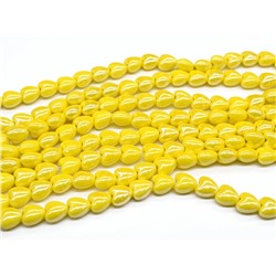 Бусины из керамики сердце 12*13мм цв.желтый, 29см, 24 бусин