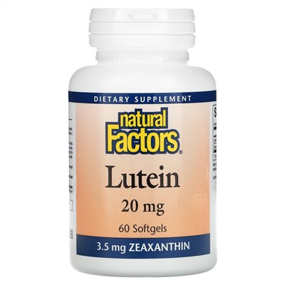 Natural Factors, лютеин, 20 мг, 60 капсул